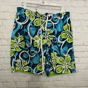 Speedo Blue Green White Men Swim Short Size Small